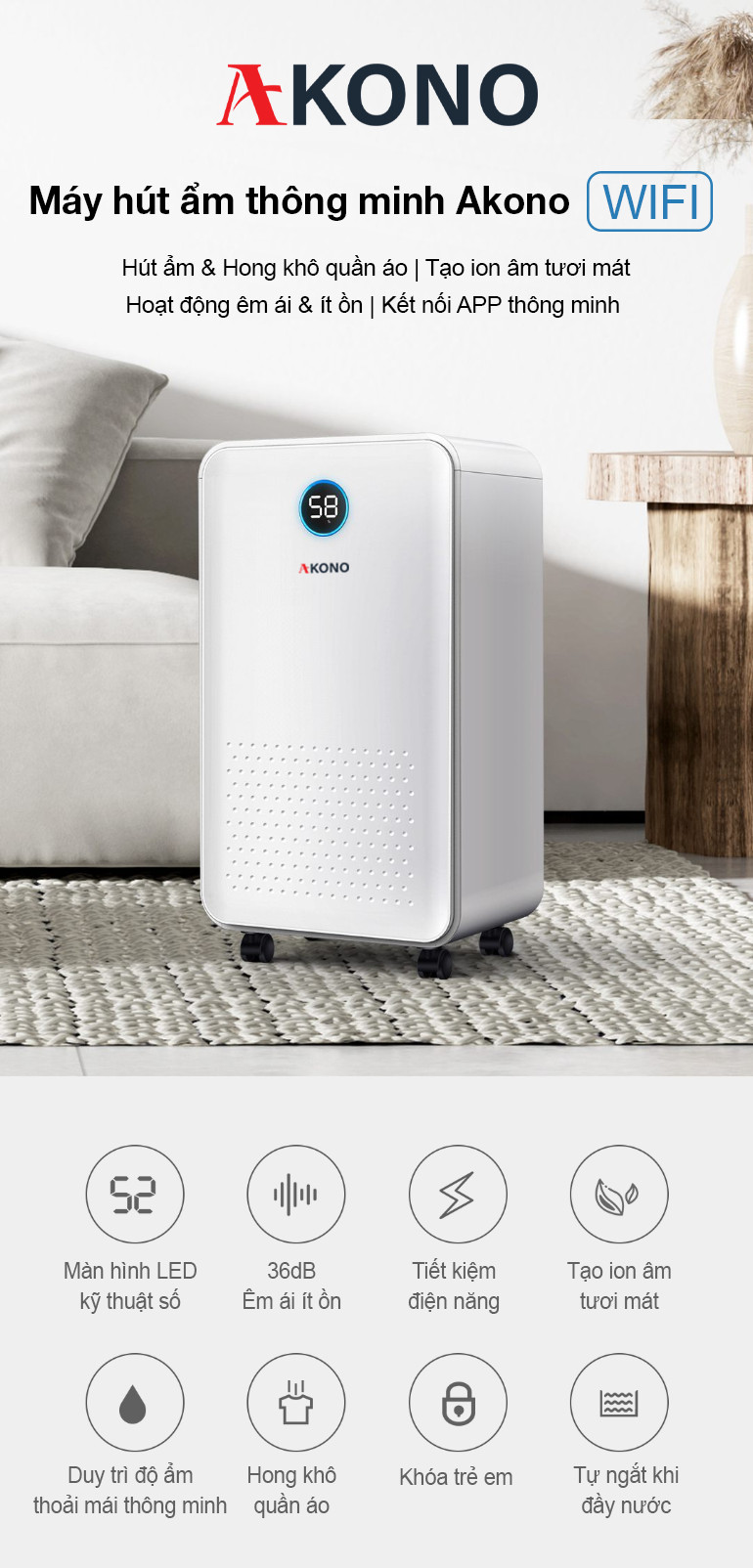 máy hút ẩm Akono