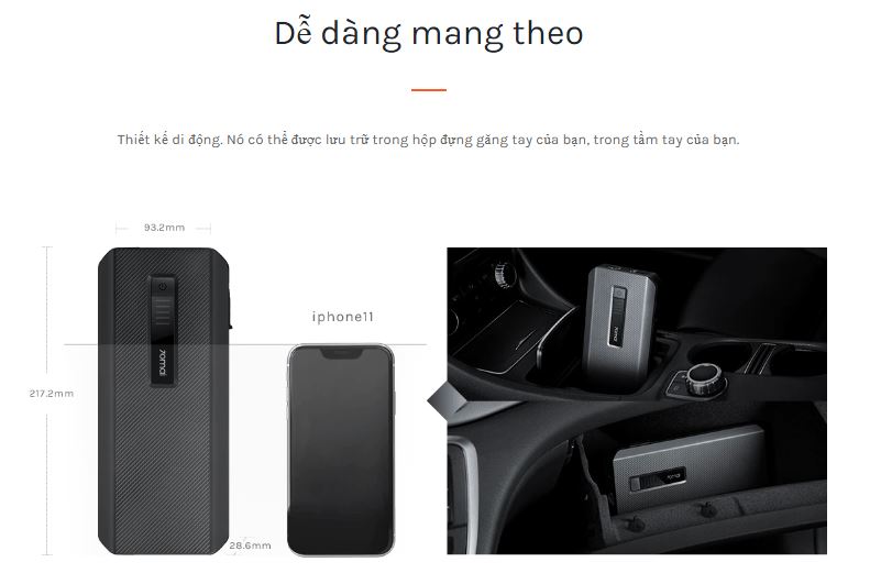 dễ dàng mang theo bộ kích điện 70mai PS06