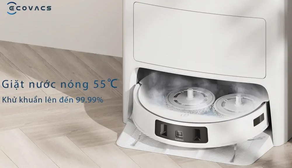 Robot T20 OMNI có khả năng giặt tấm lau bằng nước nóng thông minh