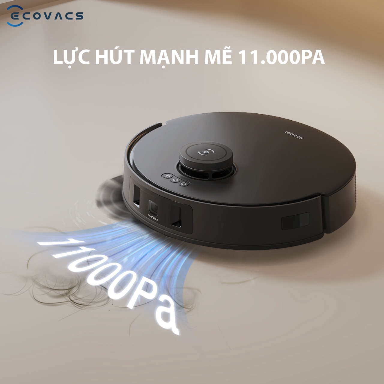 Lực hút mạnh mẽ của Ecovacs T30s Combo