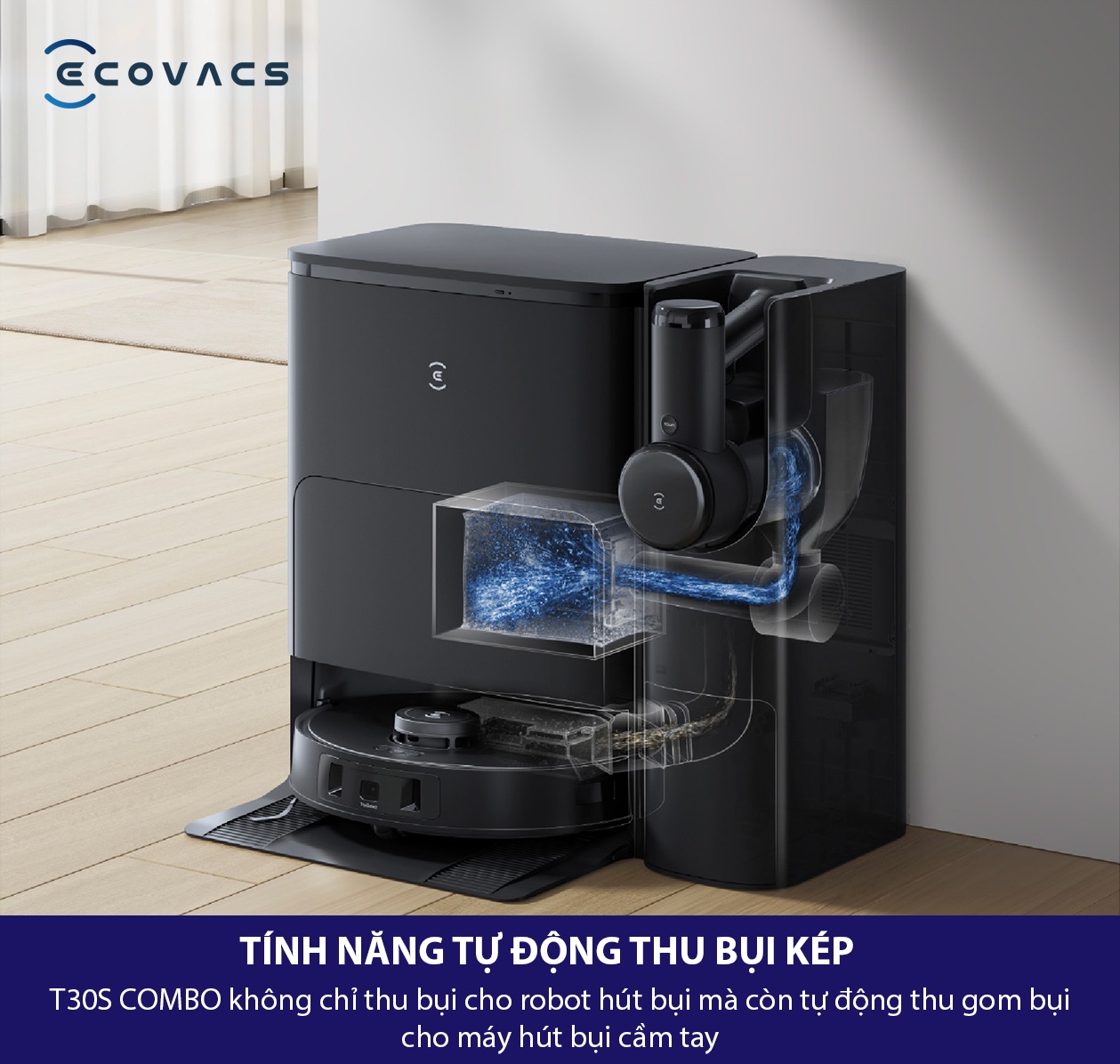 Trạm sạc Ecovacs T30s Combo