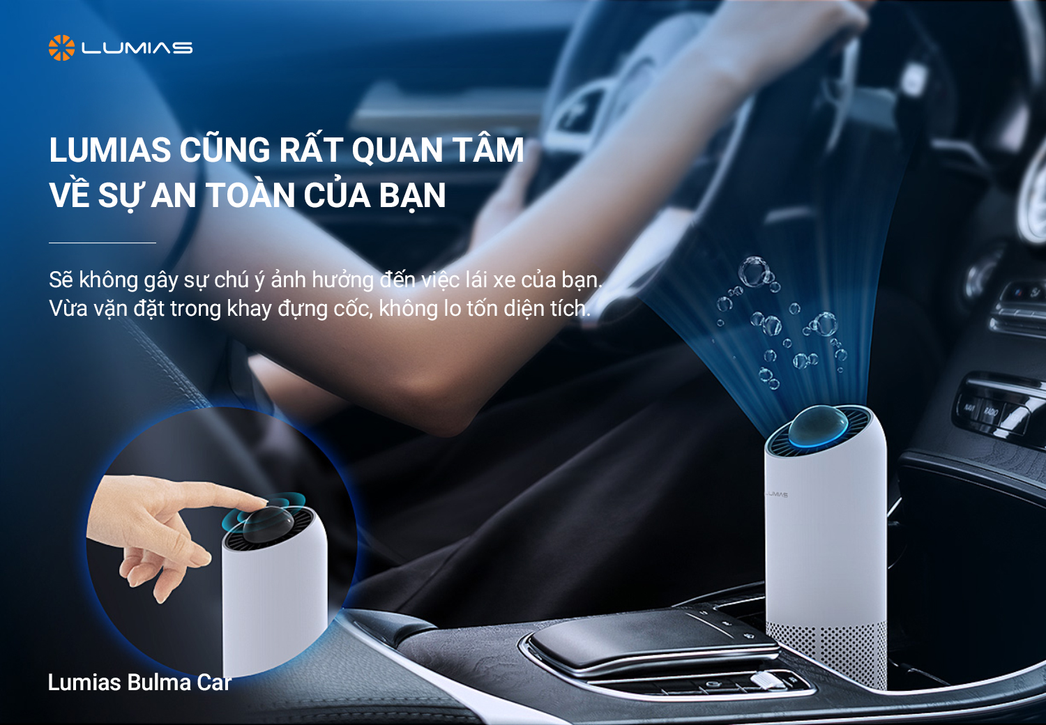 máy lọc không khí Lumias Bulma Car có kích thước nhỏ gọn, tiện lợi 